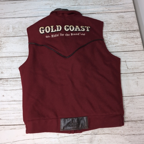 Boyd Gaming Wool 2014 Vegas NFR Gold Coast Red Vest Size Large Made In Usa - Picture 7 of 9